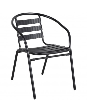 Bistro Dining Chair with Armrests Aluminium Frame Ribbed Plastic Slats Indoors & Outdoors Black | TurcoBazaar SC017C Bistro Dining Chair with Armrests Aluminium Frame Ribbed Plastic Slats Indoors & Outdoors Black | TurcoBazaar SC017C