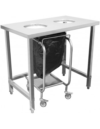 Commercial Stainless Steel Waste Collection Table with Dual Circular Openings 1000x600x900mm | TurcoBazaar SC10060