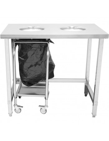 Commercial Stainless Steel Waste Collection Table with Dual Circular Openings 1000x600x900mm | TurcoBazaar SC10060