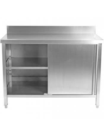 Commercial Worktop Floor Cupboard 2 sliding doors Stainless steel 1200x600x850mm Upstand | TurcoBazaar SCP12060B