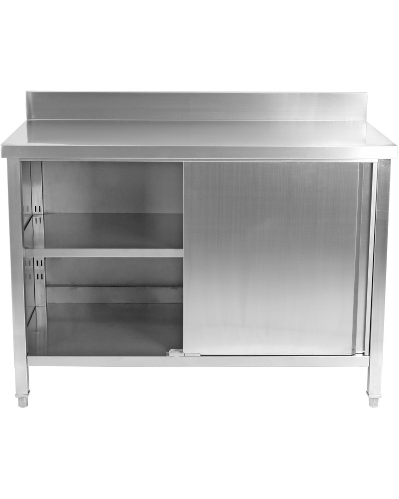 Commercial Worktop Floor Cupboard 2 sliding doors Stainless steel 1200x600x850mm Upstand | TurcoBazaar SCP12060B