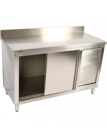 Commercial Stainless Steel Cupboard with Right-Side Rubbish Bin & Sliding Door 1400x700x1000mm | TurcoBazaar SCP70140BRBR