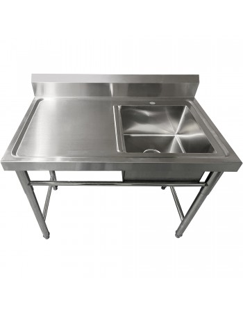 Commercial Sink Stainless steel 1000x600x900mm 1 bowl right Splashback | TurcoBazaar SINK8060RIGHT