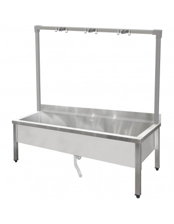 Commercial Stainless Steel Mop Sink with High Rack & 2-in-1 Mop Holder 1500x600x550mm | TurcoBazaar SMSJYHR15060
