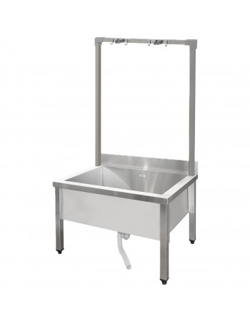 Commercial Stainless Steel Mop Sink with High Rack & 2-in-1 Mop Holder 800x600x550mm | TurcoBazaar SMSJYHR8060