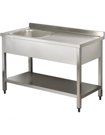 Commercial Sink Stainless steel 1 bowl Left Bottom shelf Splashback 1000mm Depth 600mm | TurcoBazaar VS106LBS