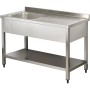 Commercial Sink Stainless steel 1 bowl Left Bottom shelf Splashback 1000mm Depth 600mm | TurcoBazaar VS106LBS