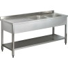 Commercial Sink Stainless Steel 2 Bowls Right Bottom Shelf Splashback 1800x600x950mm | TurcoBazaar YLS186BR2
