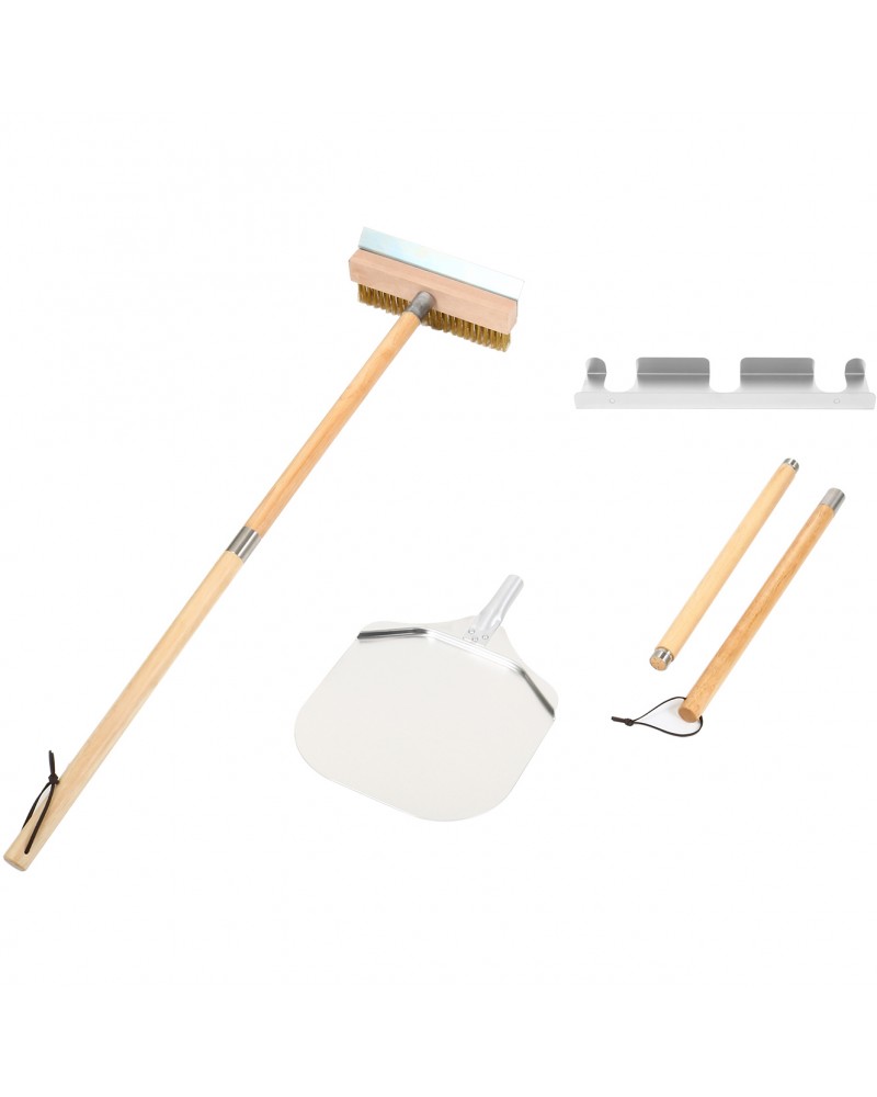 Set of 2 Pizza Oven Tools with Wall Hanger - 12" Square Pizza Peel & Pizza Oven Brush with Scraper | TurcoBazaar SP3S