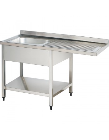 Commercial Sink for dishwashers 1 bowl Left Bottom shelf Splashback 1200mm Depth 600mm | TurcoBazaar VSH126LBS