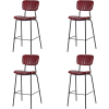 Modern High Bar Stool with PU Leather Seat Red 460x540x1140mm - Set of 4 | TurcoBazaar TGS110