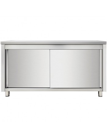 Commercial Worktop Floor Cupboard Sliding doors Stainless steel Width 1000mm Depth 700mm | TurcoBazaar THASR107