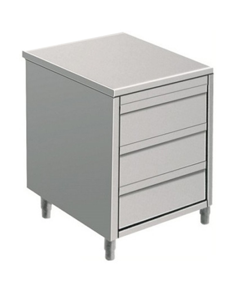 Commercial drawer cabinet Stainless steel 3 drawers Width 500mm Depth 600mm | TurcoBazaar VIG563