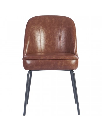 Brown Upholstered Dining Chair with Black Metal Frame 490×600×830mm | TurcoBazaar TJG202 Brown Upholstered Dining Chair with Black Metal Frame 490×600×830mm | TurcoBazaar TJG202