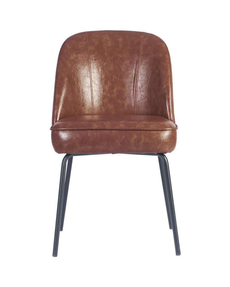 Brown Upholstered Dining Chair with Black Metal Frame 490×600×830mm | TurcoBazaar TJG202 Brown Upholstered Dining Chair with Black Metal Frame 490×600×830mm | TurcoBazaar TJG202
