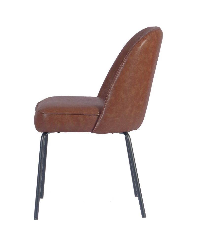 Brown Upholstered Dining Chair with Black Metal Frame 490×600×830mm | TurcoBazaar TJG202 Brown Upholstered Dining Chair with Black Metal Frame 490×600×830mm | TurcoBazaar TJG202