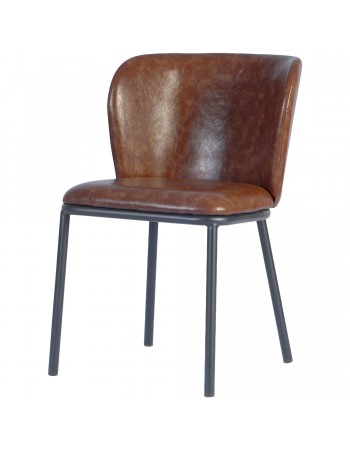 Brown Upholstered Dining Chair with Black Metal Frame 470×595×810mm | TurcoBazaar TJG204 Brown Upholstered Dining Chair with Black Metal Frame 470×595×810mm | TurcoBazaar TJG204