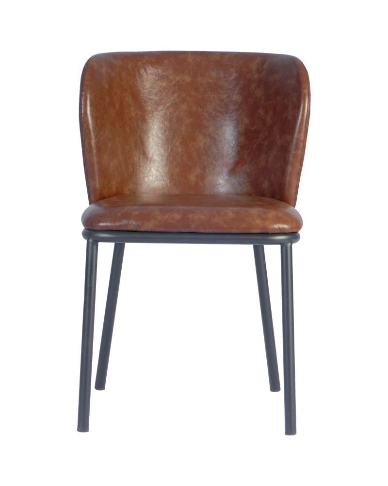 Brown Upholstered Dining Chair with Black Metal Frame 470×595×810mm | TurcoBazaar TJG204 Brown Upholstered Dining Chair with Black Metal Frame 470×595×810mm | TurcoBazaar TJG204