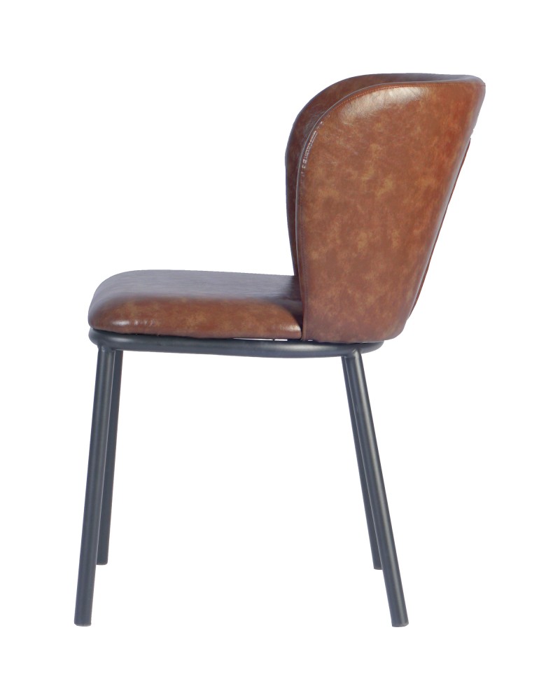Brown Upholstered Dining Chair with Black Metal Frame 470×595×810mm | TurcoBazaar TJG204 Brown Upholstered Dining Chair with Black Metal Frame 470×595×810mm | TurcoBazaar TJG204