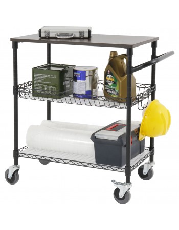 Commercial 2 Tier Utility Trolley with Worktop Black Wire 760x460x908mm| TurcoBazaar TRWD183032A3EW4