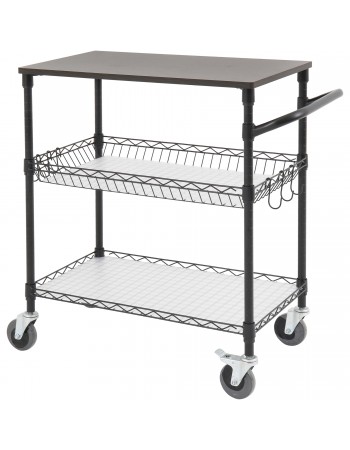 Commercial 2 Tier Utility Trolley with Worktop Black Wire 760x460x908mm| TurcoBazaar TRWD183032A3EW4