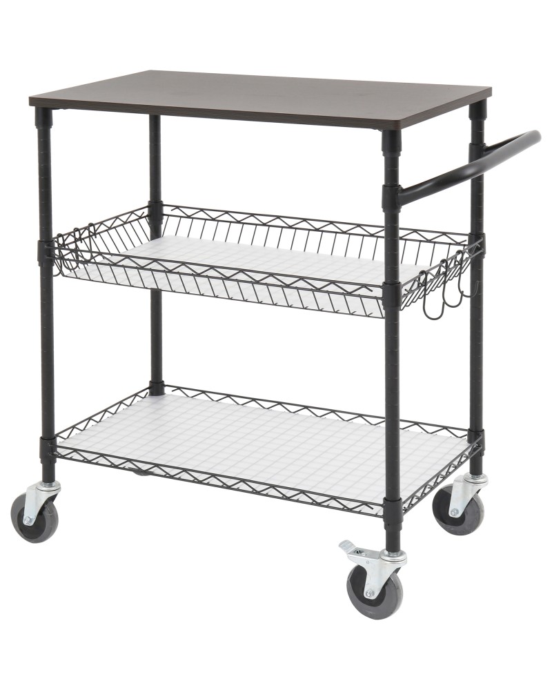 Commercial 2 Tier Utility Trolley with Worktop Black Wire 760x460x908mm| TurcoBazaar TRWD183032A3EW4