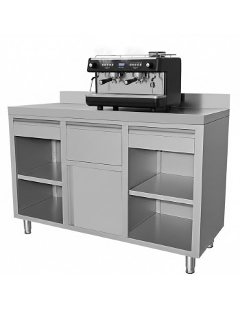 Commercial Stainless Steel Tall Coffee Station Table with Drawers 1500×600×1150mm | TurcoBazaar VC156FBU