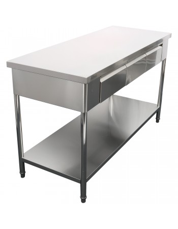 Premium Commercial Work table with 3 drawers Stainless steel Bottom shelf 1500x700x900mm | TurcoBazaar W218150703D