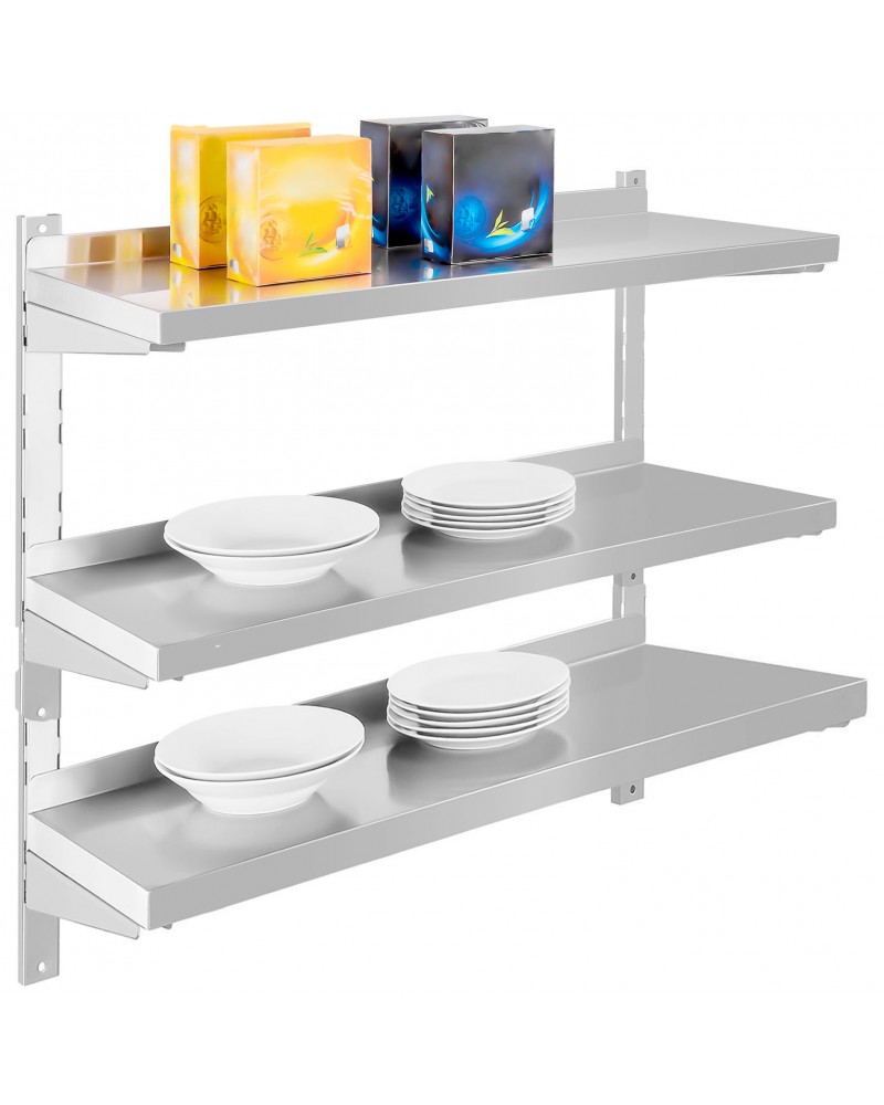 Wall shelf 3 levels 1200x300x900mm Stainless steel | TurcoBazaar WSWB30120 Wall shelf 3 levels 1200x300x900mm Stainless steel | TurcoBazaar WSWB30120