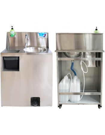 Foot Operated Mobile Wash Basin with Backsplash Paper Towel Dispenser & Castors Stainless Steel | TurcoBazaar WHF277 Foot Operated Mobile Wash Basin with Backsplash Paper Towel Dispenser & Castors Stainless Steel | TurcoBazaar WHF277
