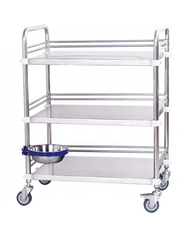Professional 3 Tier Mobile Medical Trolley Stainless Steel 770x450x860mm | TurcoBazaar WHSS3T7745