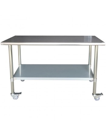 Commercial Mobile Work Table Stainless Steel Bottom Shelf 1200x600x900mm | TurcoBazaar WTG600X1200C