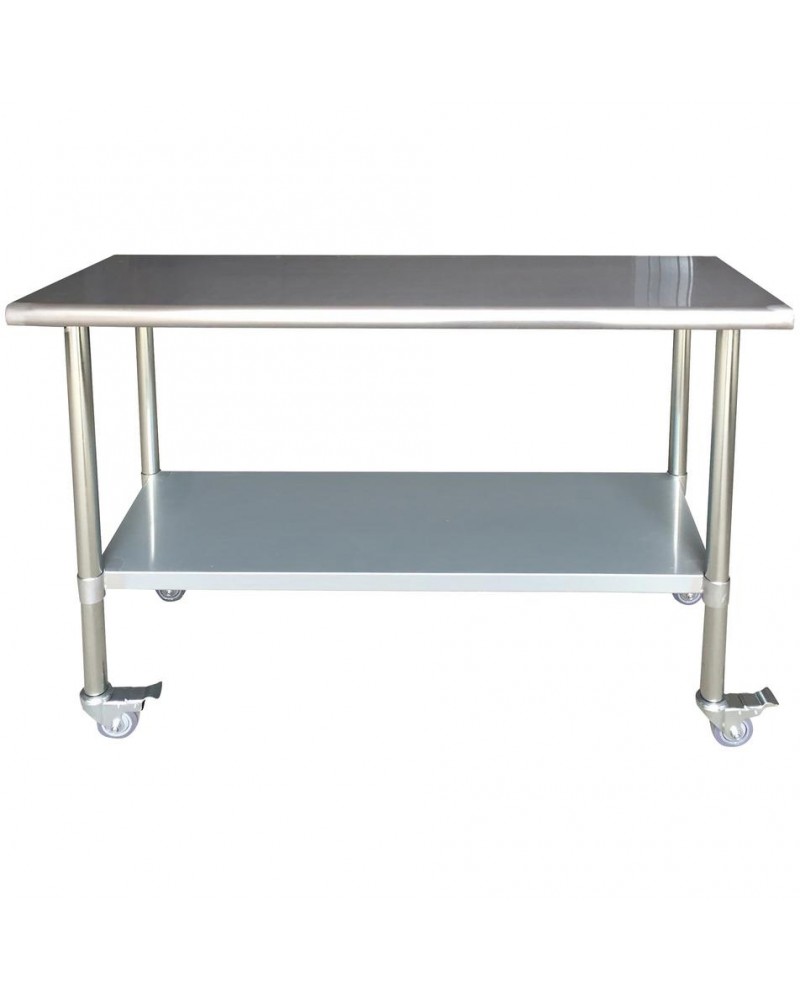 Commercial Mobile Work Table Stainless Steel Bottom Shelf 1500x600x900mm | TurcoBazaar WTG600X1500C