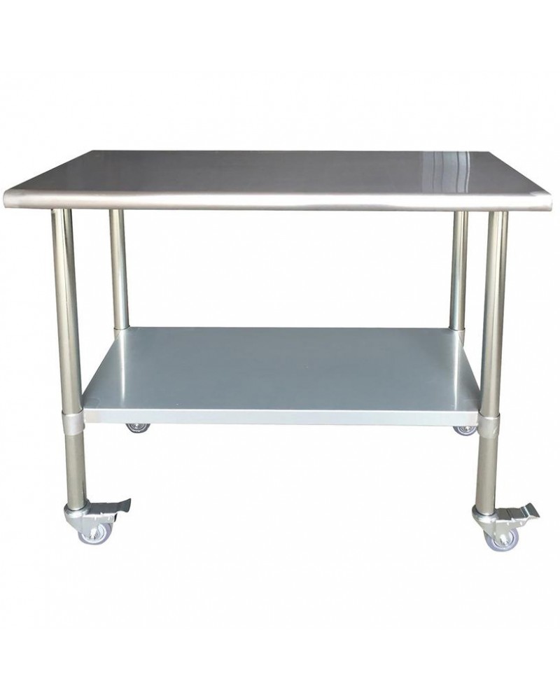Commercial Mobile Work table Stainless steel Bottom shelf 1000x750x900mm | TurcoBazaar WTG750X1000C
