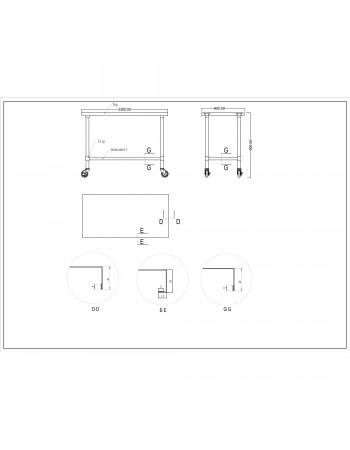 Commercial Mobile Stainless Steel Work Table Bottom shelf 1200x600x900mm | TurcoBazaar WT60120GMOBILE