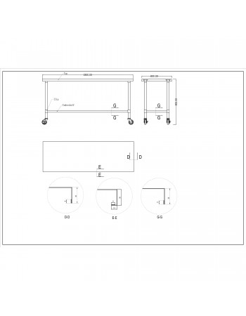 Commercial Mobile Stainless Steel Work Table Bottom shelf 1800x600x900mm | TurcoBazaar WT60180GMOBILE