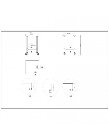 Commercial Mobile Stainless Steel Work Table Bottom shelf 600x600x900mm | TurcoBazaar WT6060GMOBILE