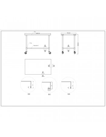 Commercial Mobile Stainless Steel Work Table Bottom shelf 1200x700x900mm | TurcoBazaar WT70120GMOBILE
