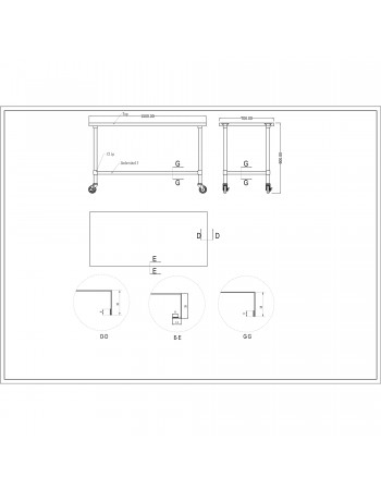 Commercial Mobile Stainless Steel Work Table Bottom shelf 1500x700x900mm | TurcoBazaar WT70150GMOBILE