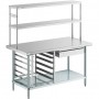 Commercial Stainless Steel Work Table with Overshelf, Drawer & GN Pan Rack 1500x700x1700mm | TurcoBazaar WT70150PS