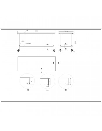 Commercial Mobile Stainless Steel Work Table Bottom shelf 1800x700x900mm | TurcoBazaar WT70180GMOBILE