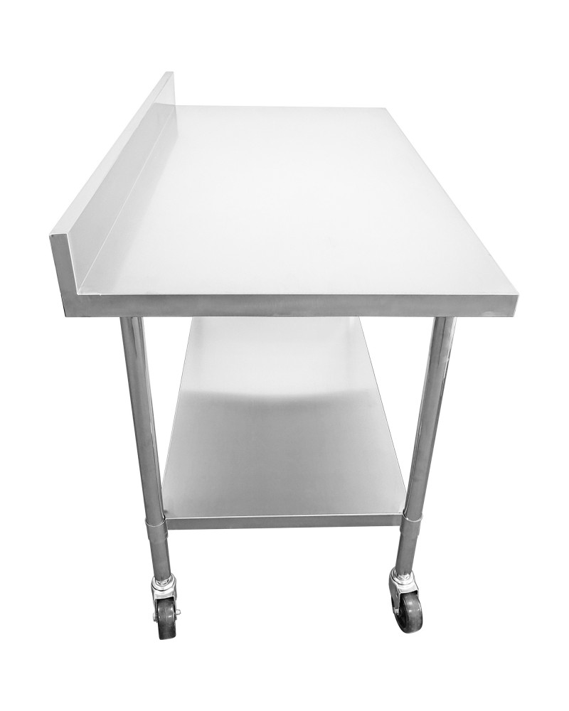 Commercial Mobile Work table with Adjustable feet Stainless steel Bottom shelf Rear upstand 600x600xx850/930mm | TurcoBazaar WT6060C