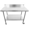 Commercial Mobile Work table with Adjustable feet Stainless steel Bottom shelf Rear upstand 600x600xx850/930mm | TurcoBazaar WT6060C