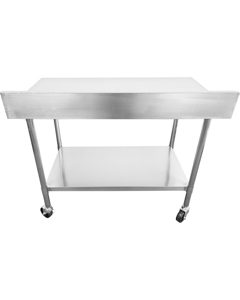 Commercial Mobile Work table with Adjustable feet Stainless steel Bottom shelf Rear upstand 600x600xx850/930mm | TurcoBazaar WT6060C