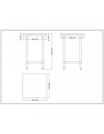 Commercial Stainless Steel Cutting Board Table 600x600x900mm | TurcoBazaar WTC60602G