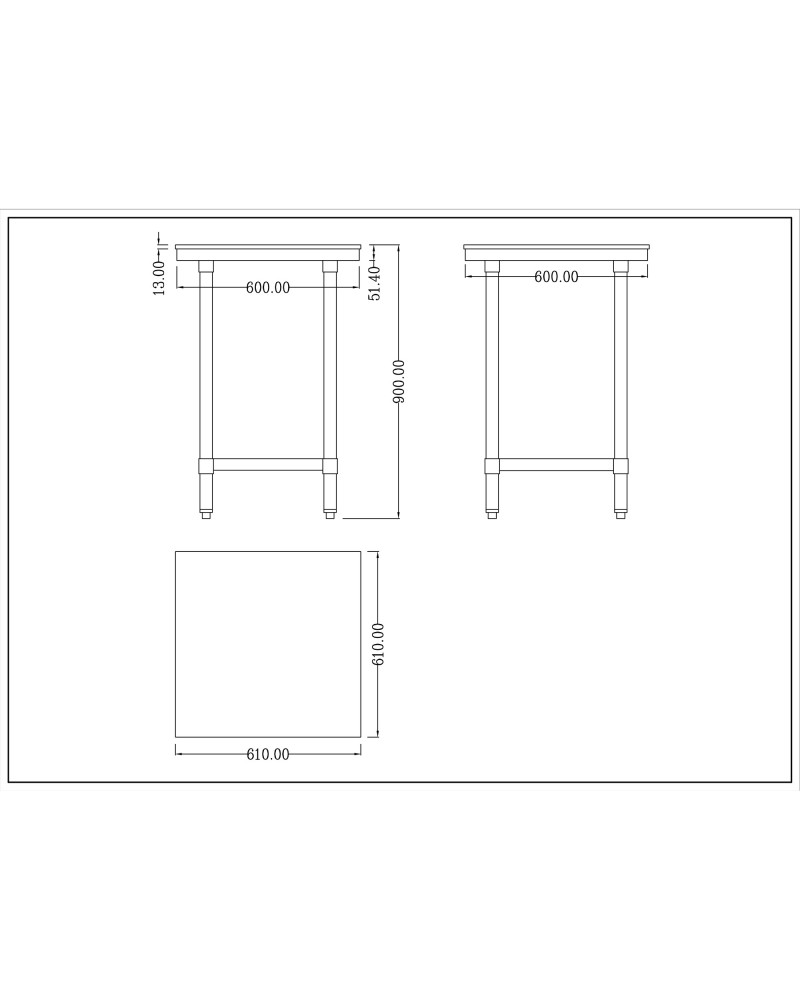 Commercial Stainless Steel Cutting Board Table 600x600x900mm | TurcoBazaar WTC60602G