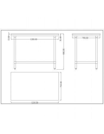 Chopping Board Table Stainless 1200x700x900mm | TurcoBazaar WTC701202G