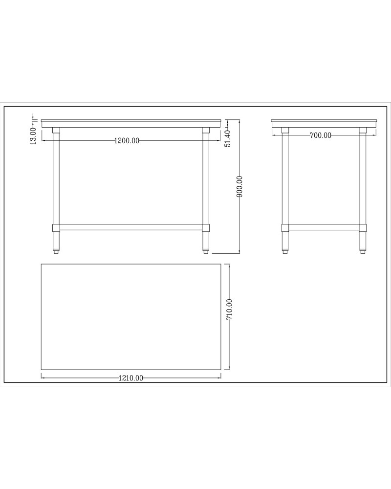 Chopping Board Table Stainless 1200x700x900mm | TurcoBazaar WTC701202G