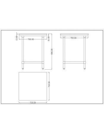 Chopping Board Table Stainless Steel 700x700x900mm | TurcoBazaar WTC70702G