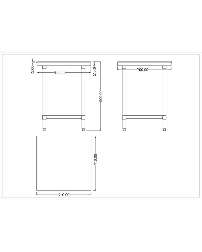 Chopping Board Table Stainless Steel 700x700x900mm | TurcoBazaar WTC70702G